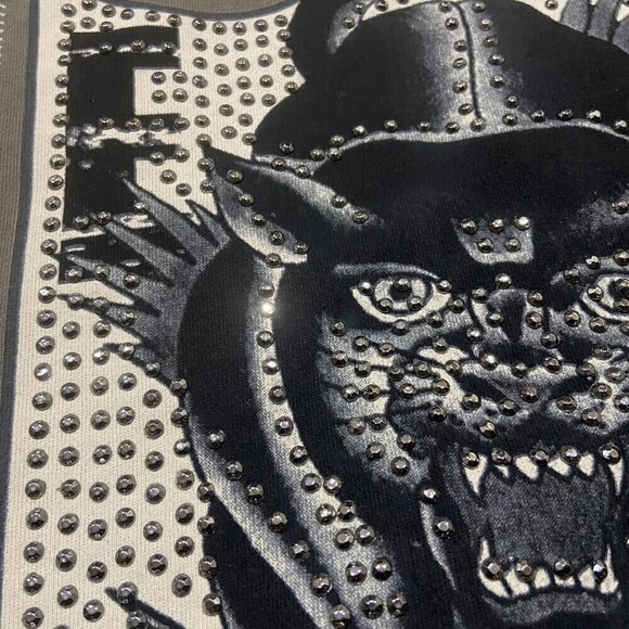 Ed Hardy Crouching Panther Studded Army Green Cardigan Sweater Men's 2XL - Picture 6 of 11